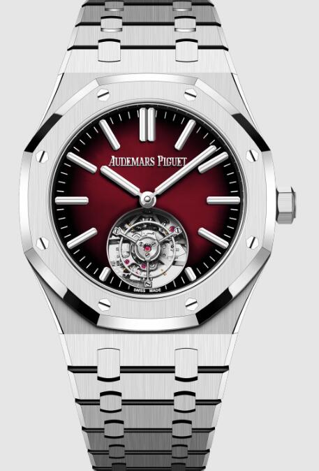 26730ST.OO.1320ST.05 Fake Audemars Piguet Royal Oak Self-Winding Flying Tourbillon Steel Burgundy watch